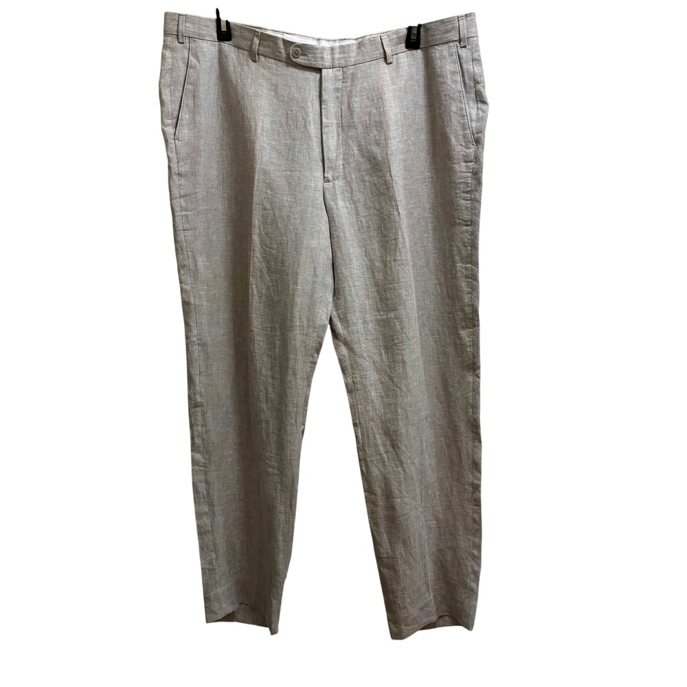 Joseph Abboud Linen Dress Pants Mens 44x32 Grey n Slim Fit Trousers Coastal